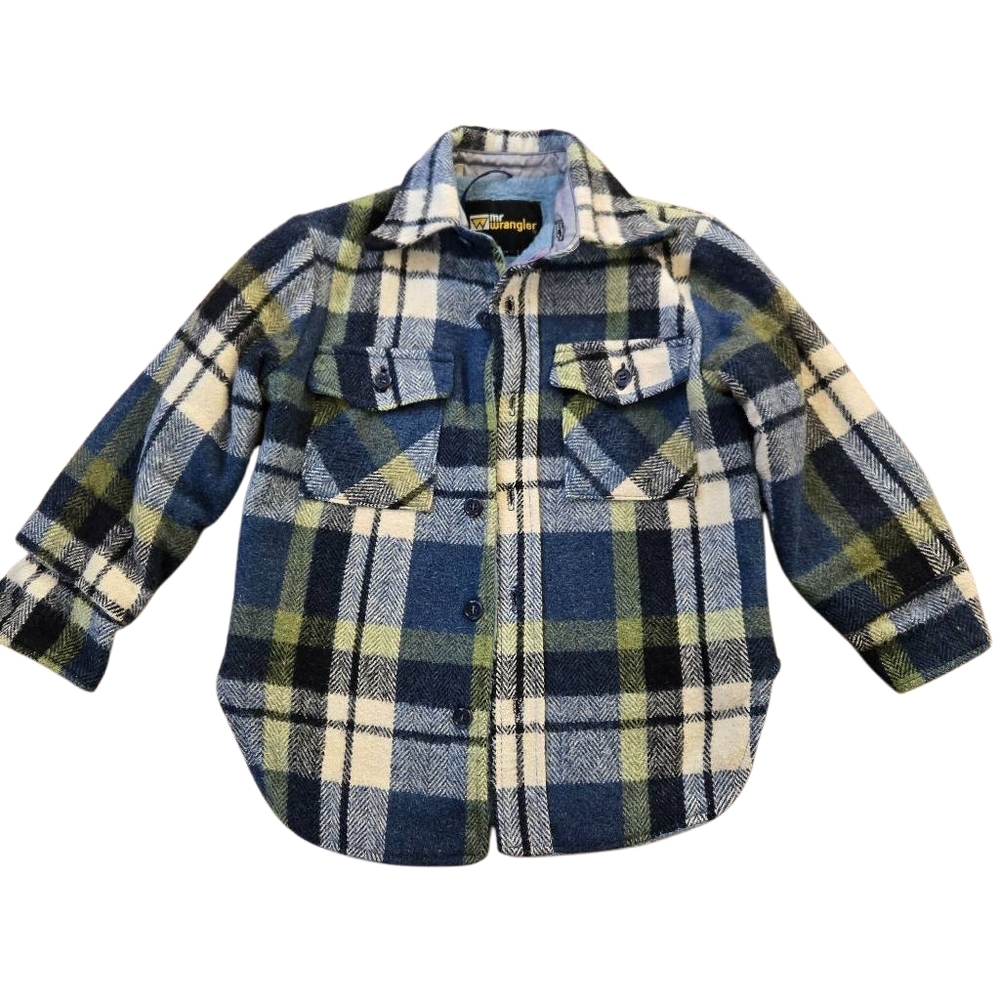 1960s Vintage Mr Wrangler Plaid Wool Coat Boys Size 8 Made in USA